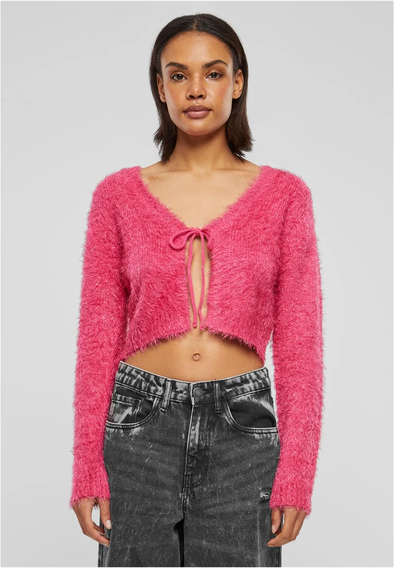 UC Tied Cropped Feather Cardigan