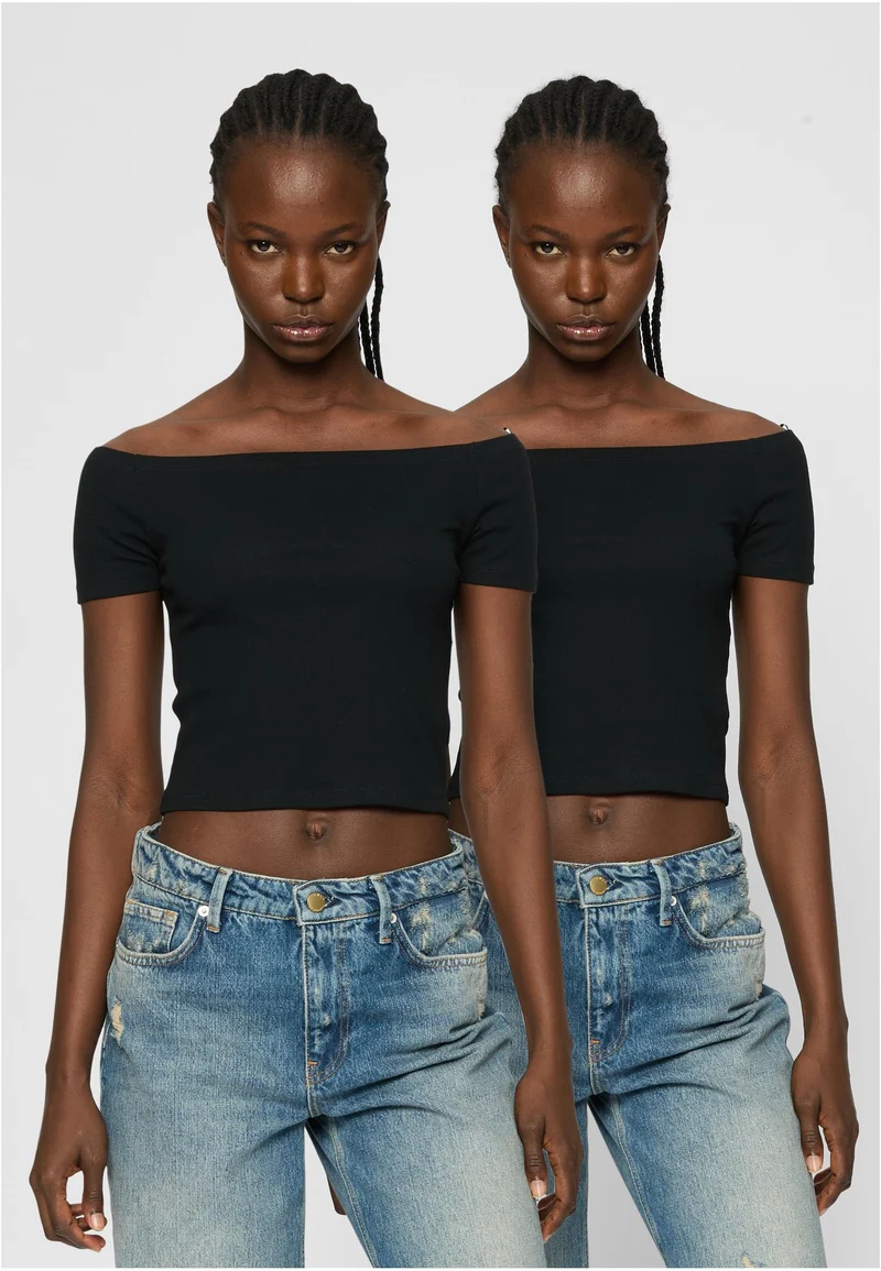 UC Organic Off Shoulder Rib Tee 2-Pack