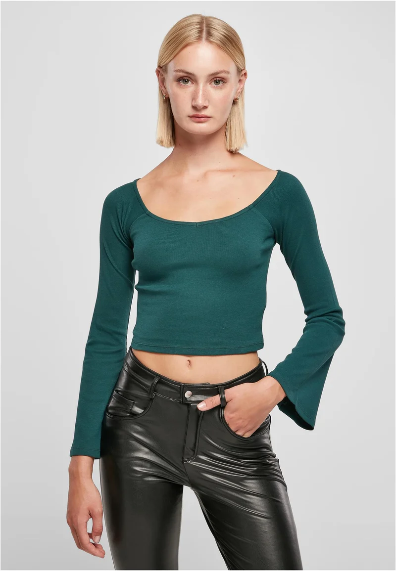 UC Short Rib Wide V-Neck Longsleeve