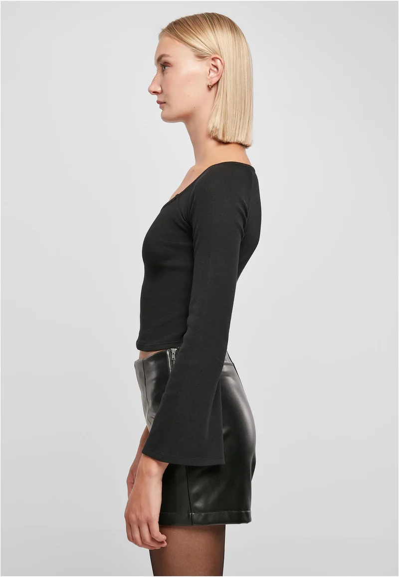 UC Short Rib Wide V-Neck Longsleeve