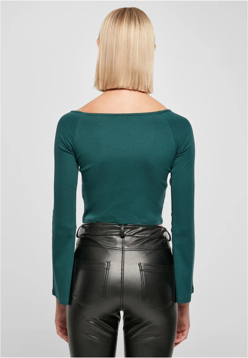 UC Short Rib Wide V-Neck Longsleeve
