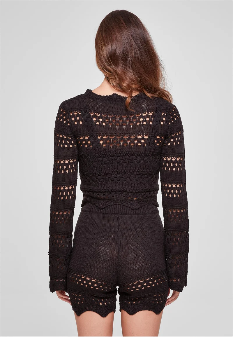 UC Cropped Crochet Knit Sweater