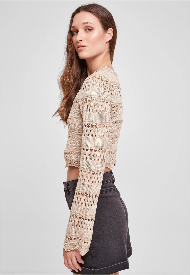 UC Cropped Crochet Knit Sweater