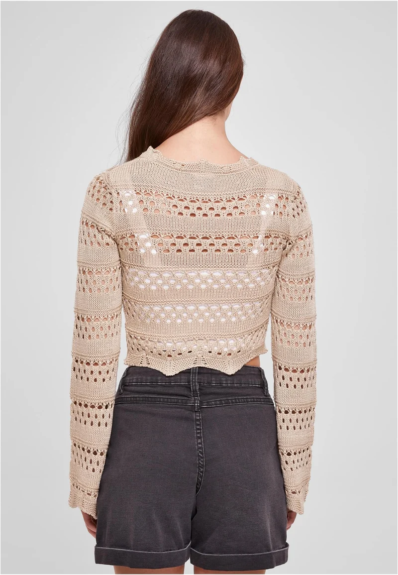 UC Cropped Crochet Knit Sweater