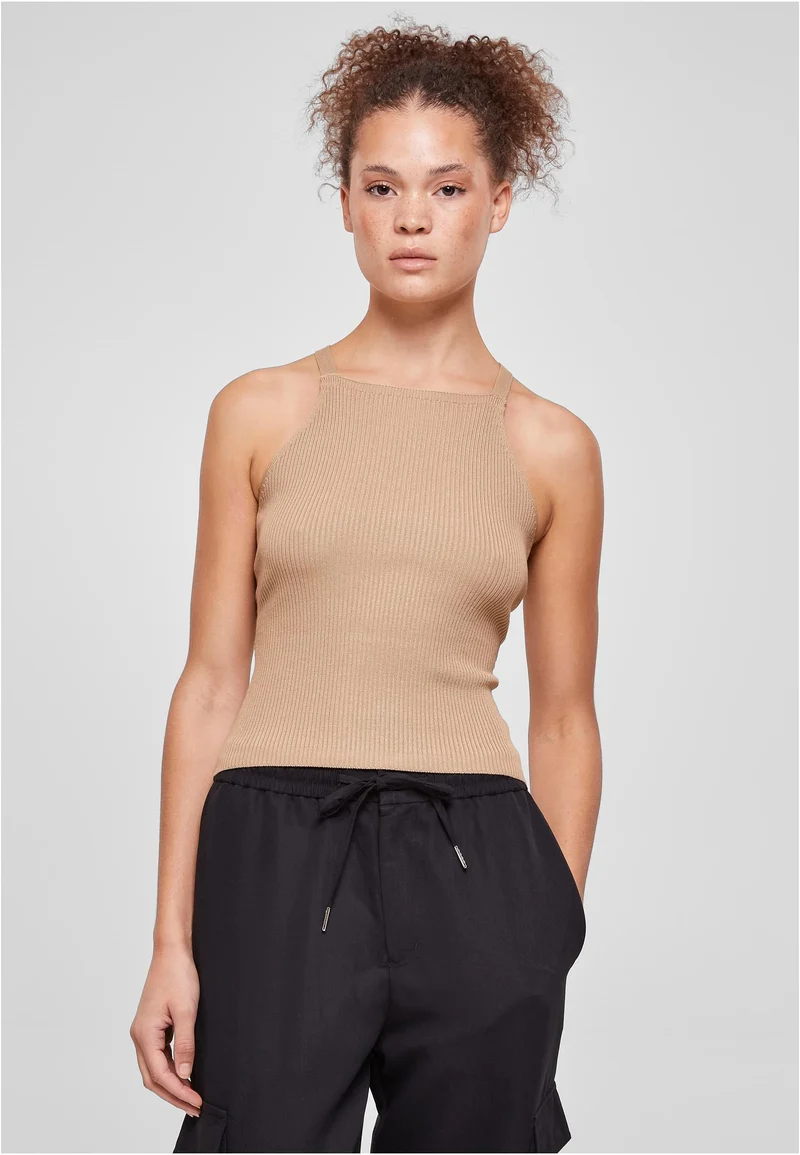 UC Rib Knit Crossed Back Top