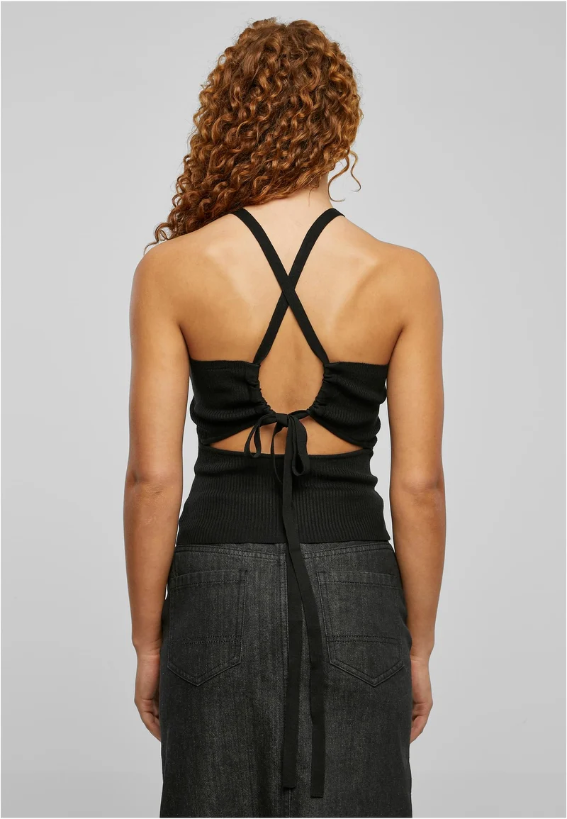 UC Rib Knit Crossed Back Top