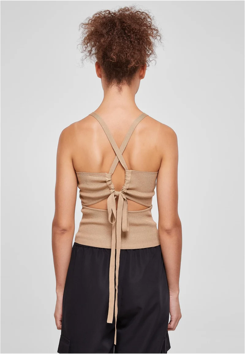 UC Rib Knit Crossed Back Top