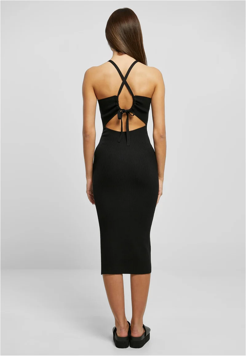 UC Midi Rib Knit Crossed Back Dress