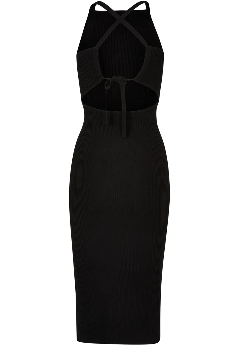 UC Midi Rib Knit Crossed Back Dress