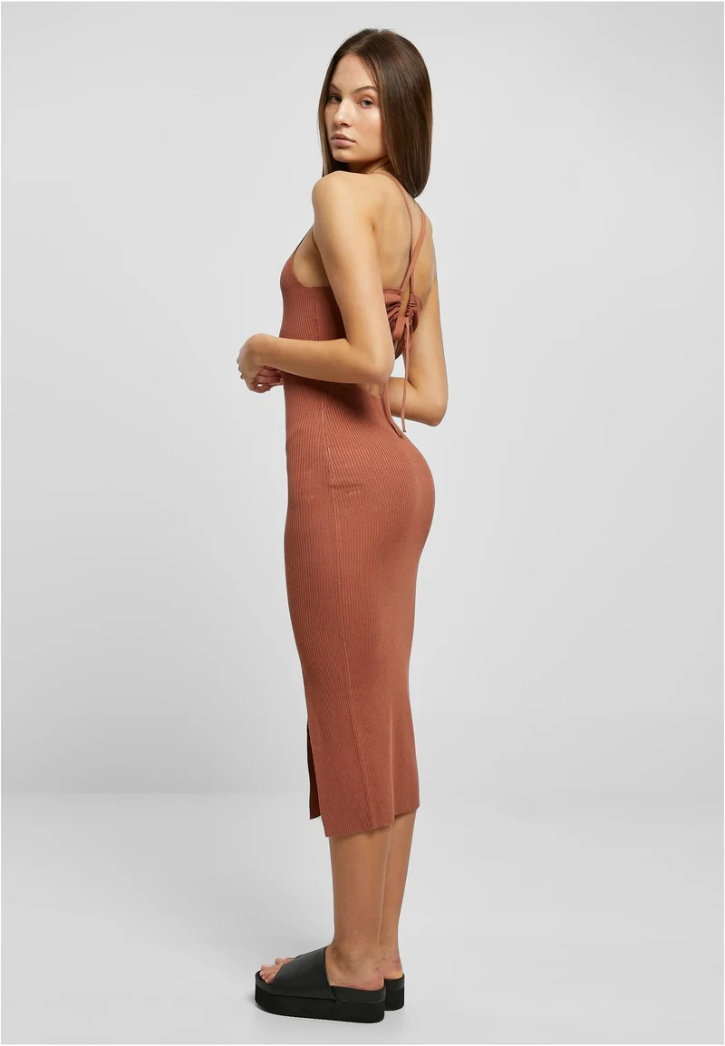 UC Midi Rib Knit Crossed Back Dress