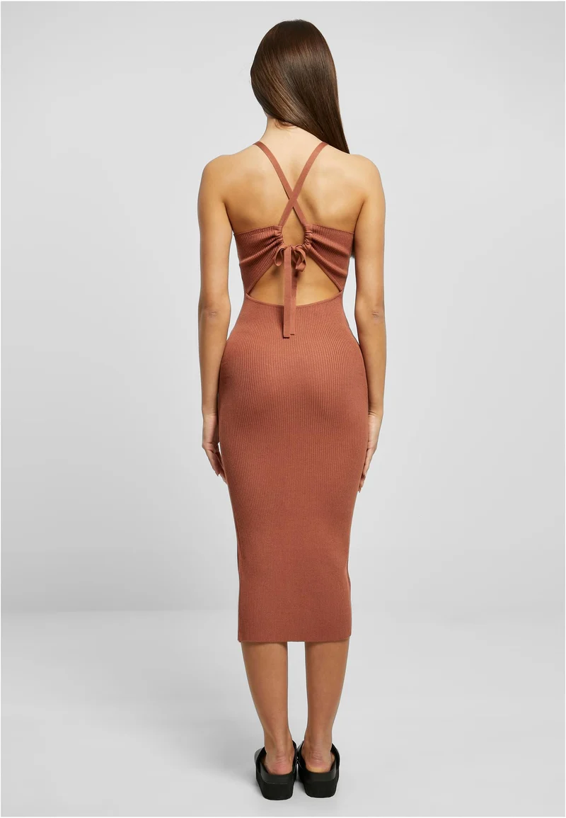 UC Midi Rib Knit Crossed Back Dress