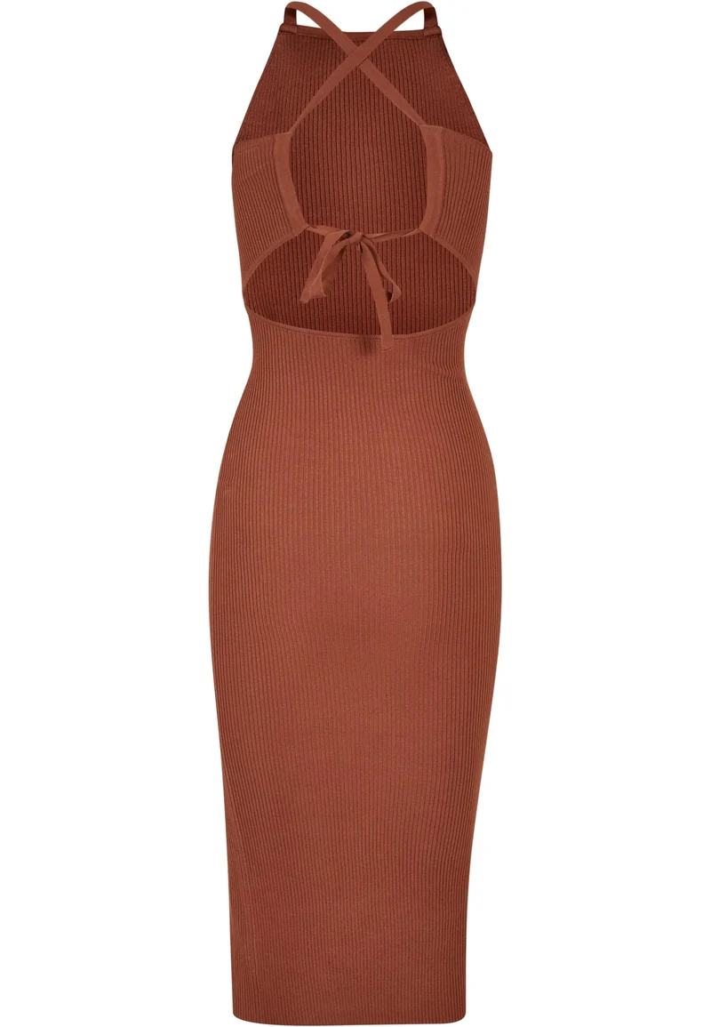 UC Midi Rib Knit Crossed Back Dress