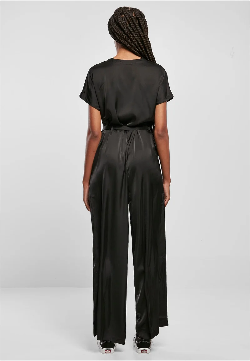 UC Satin Wide Leg Belt Jumpsuit