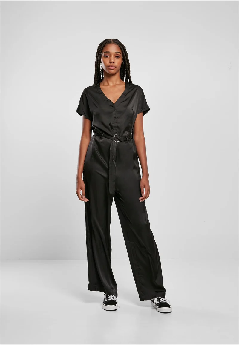 UC Satin Wide Leg Belt Jumpsuit