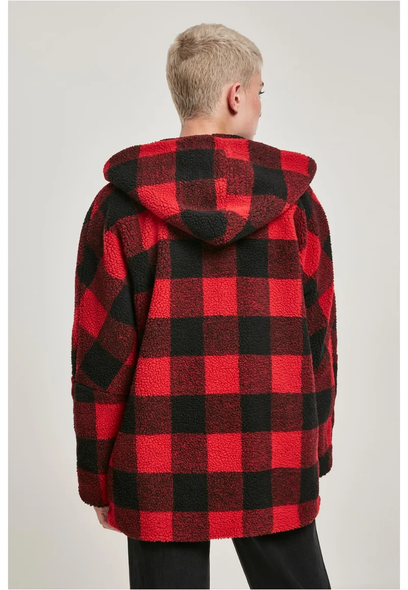 UC Hooded Oversized Check Sherpa Jacket