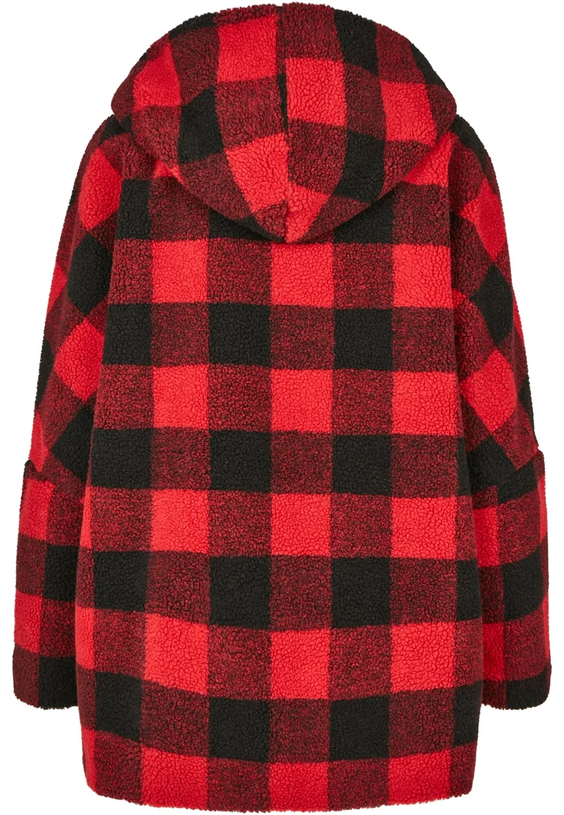 UC Hooded Oversized Check Sherpa Jacket