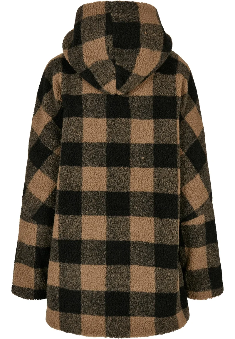 UC Hooded Oversized Check Sherpa Jacket