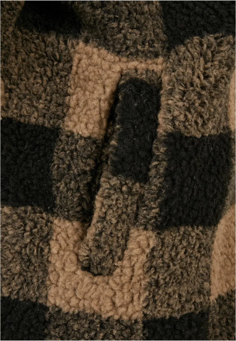 UC Hooded Oversized Check Sherpa Jacket