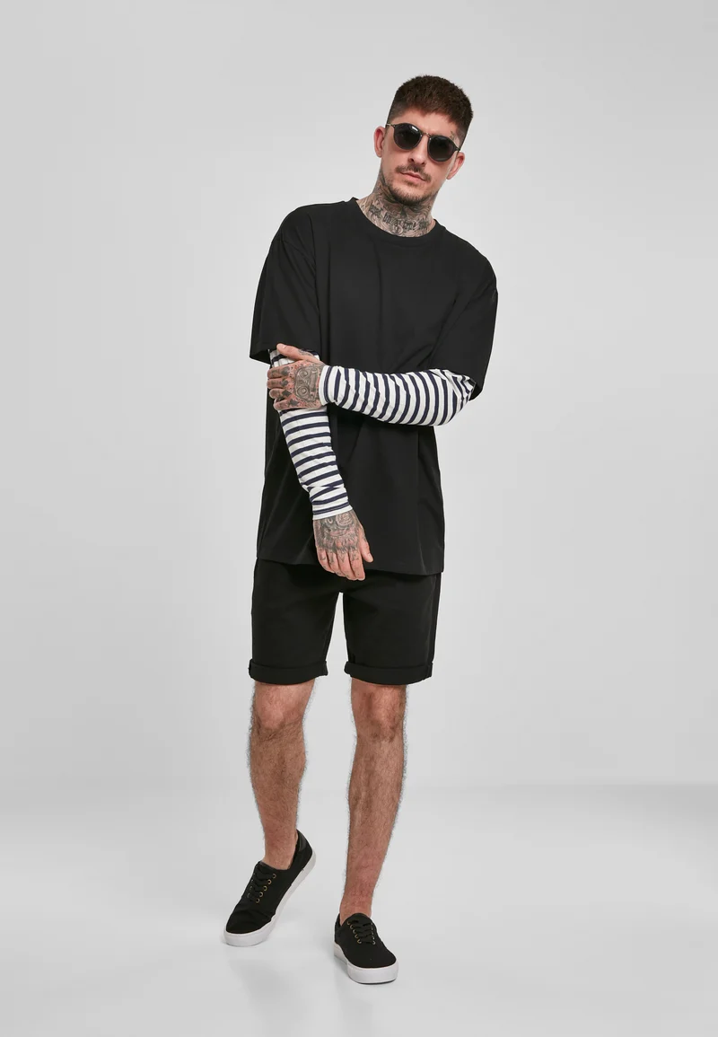 UC Oversized Double Layer Striped LS Tee