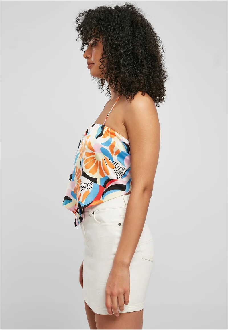 UC Cropped AOP Satin Triangle Top