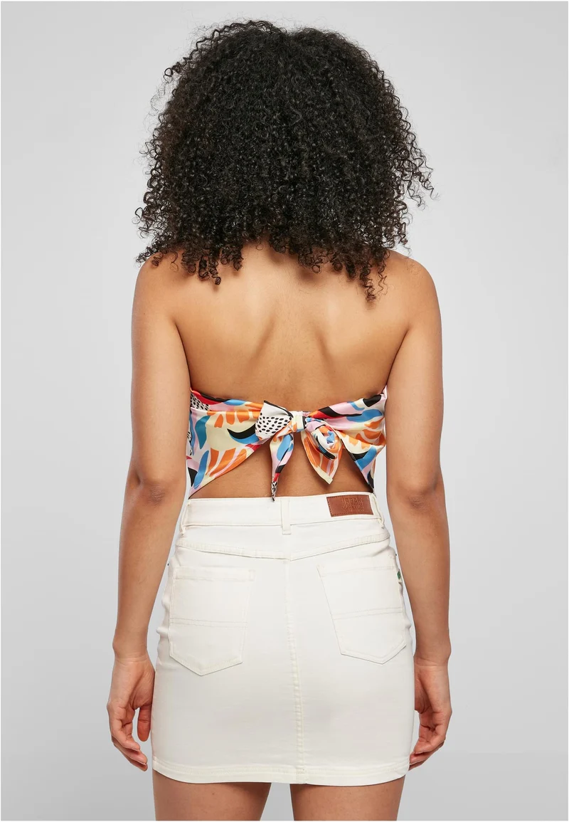 UC Cropped AOP Satin Triangle Top