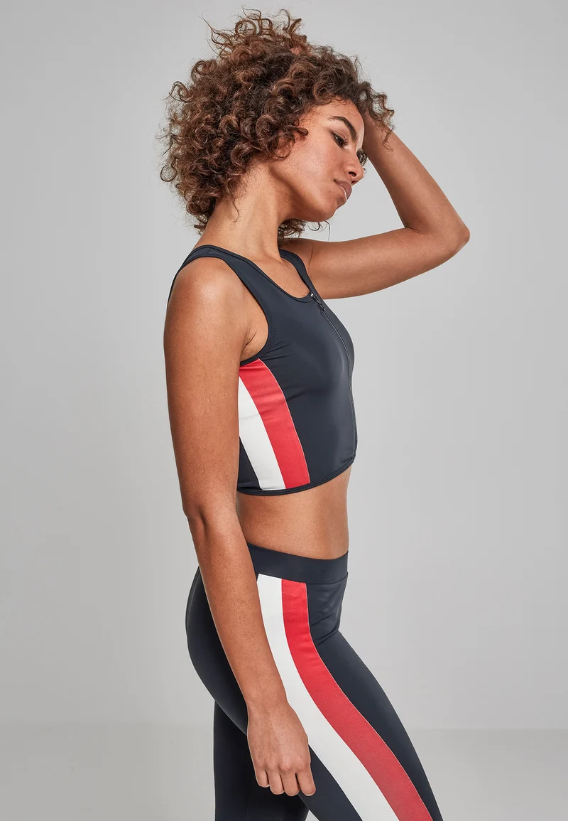 UC Side Stripe Cropped Zip Top