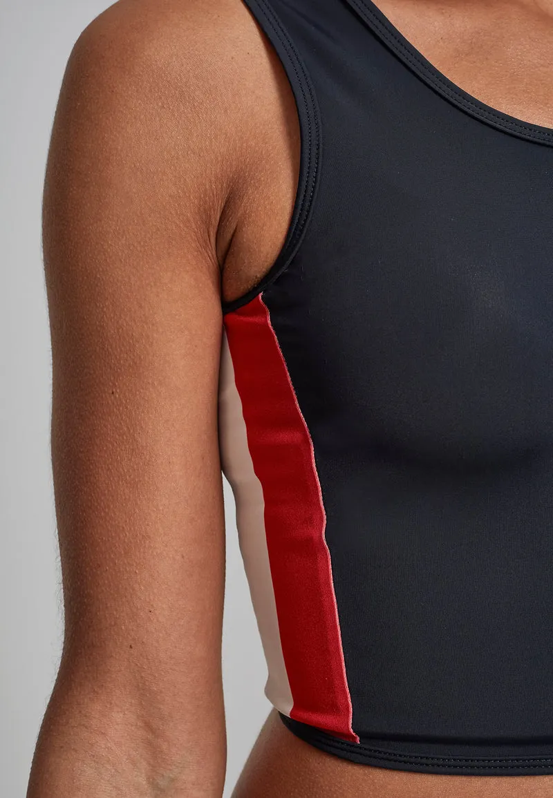 UC Side Stripe Cropped Zip Top