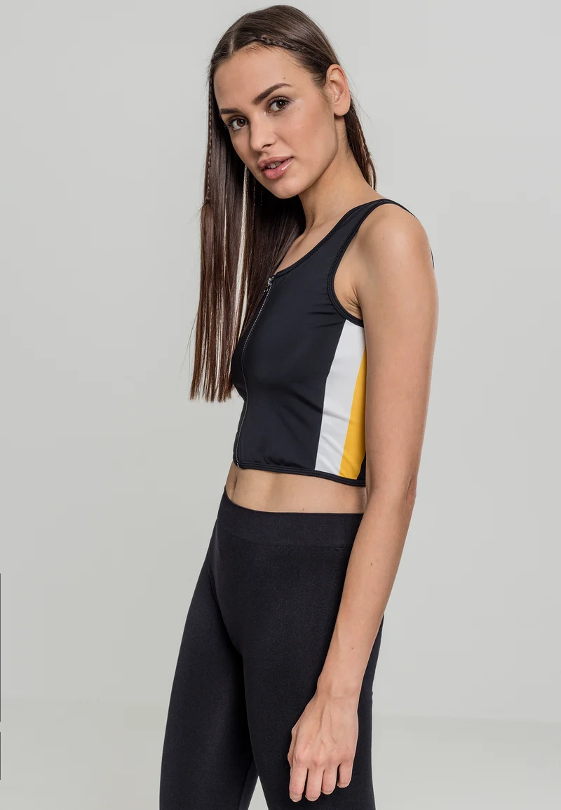 UC Side Stripe Cropped Zip Top