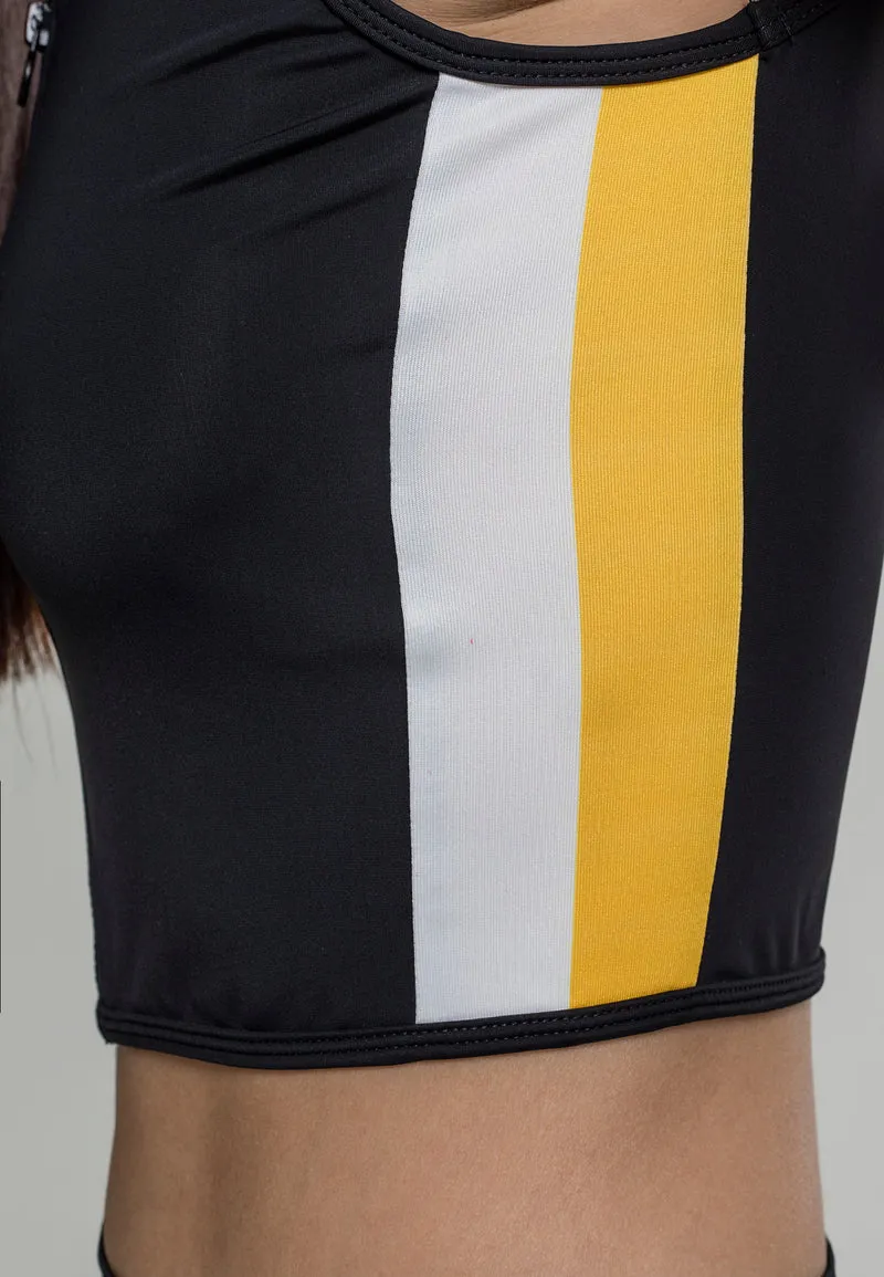 UC Side Stripe Cropped Zip Top
