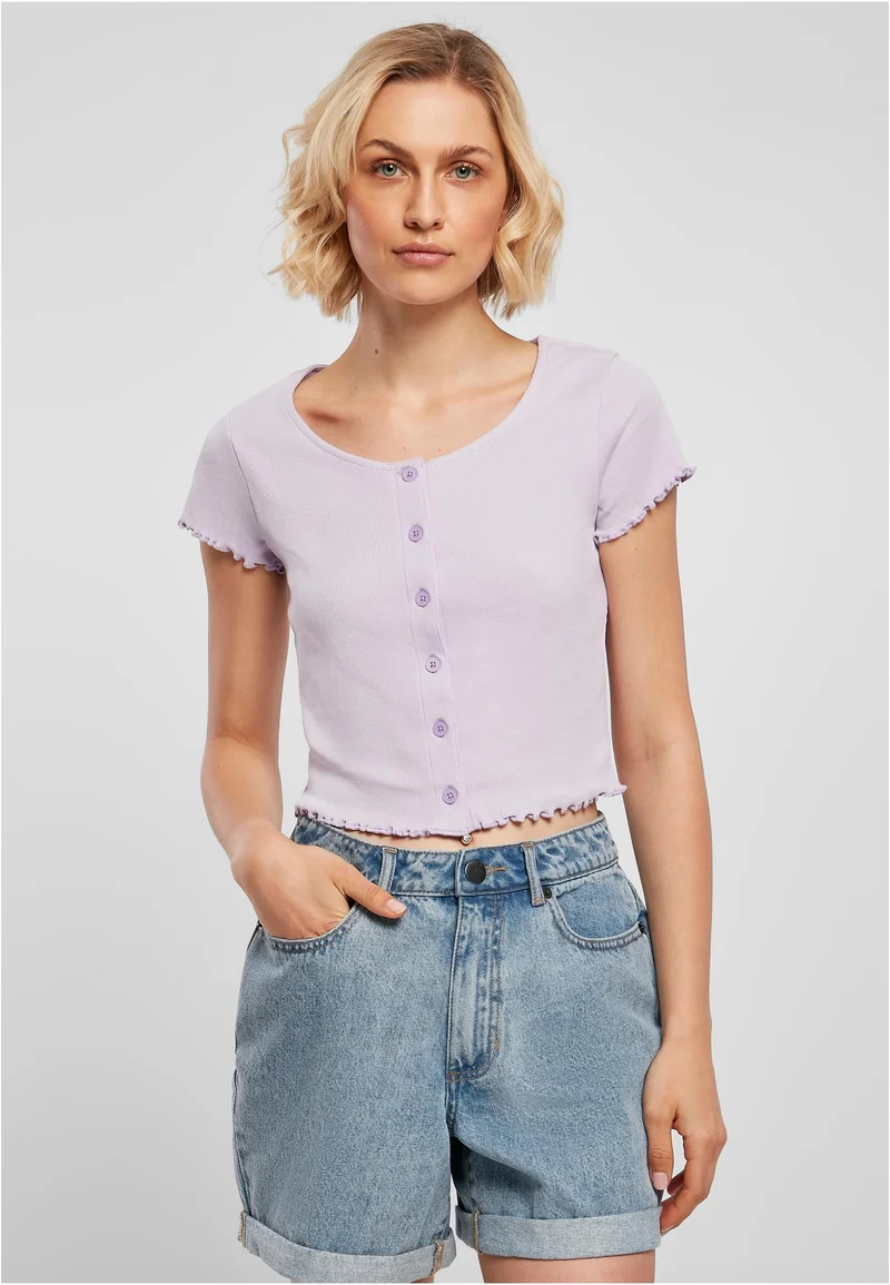 UC Cropped Button Up Rib Tee