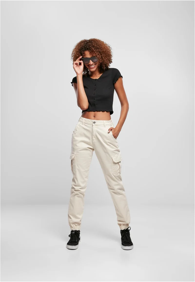 UC Cropped Button Up Rib Tee
