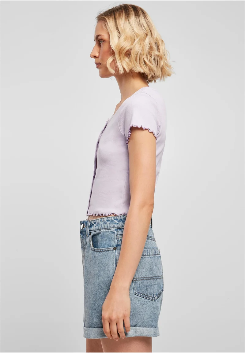 UC Cropped Button Up Rib Tee