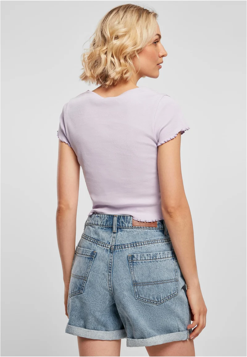 UC Cropped Button Up Rib Tee