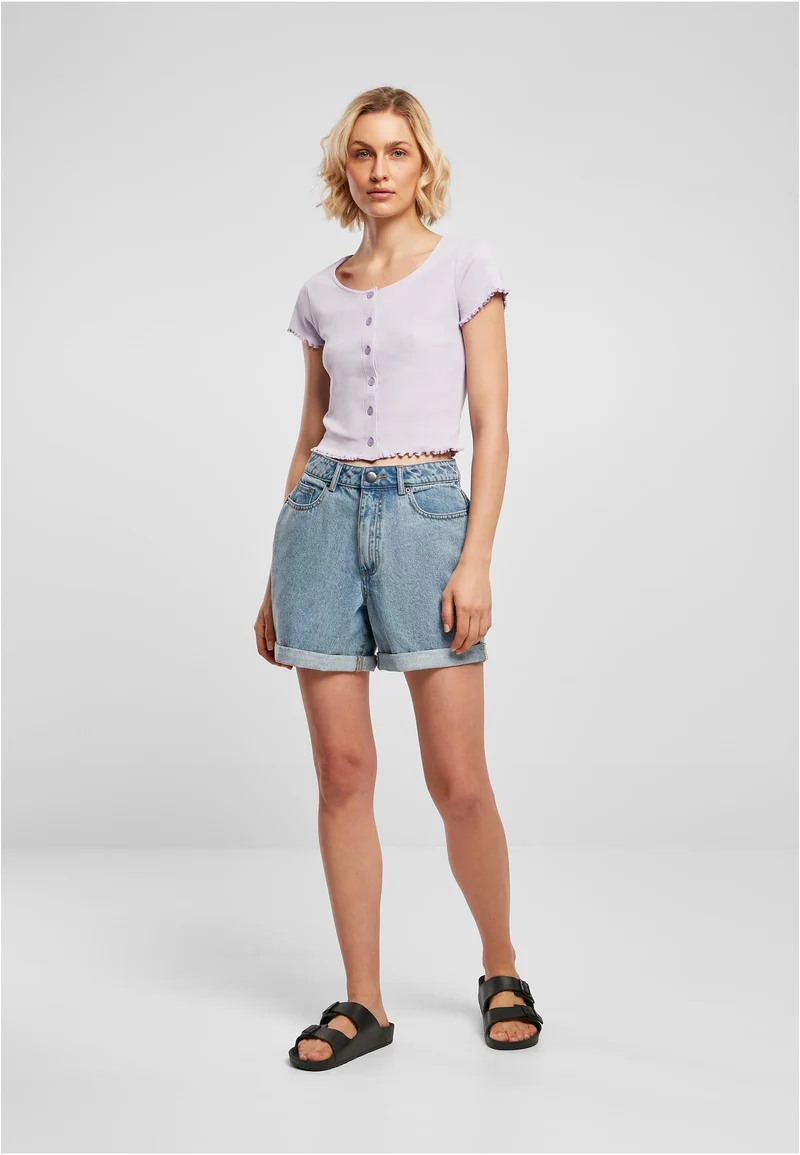 UC Cropped Button Up Rib Tee