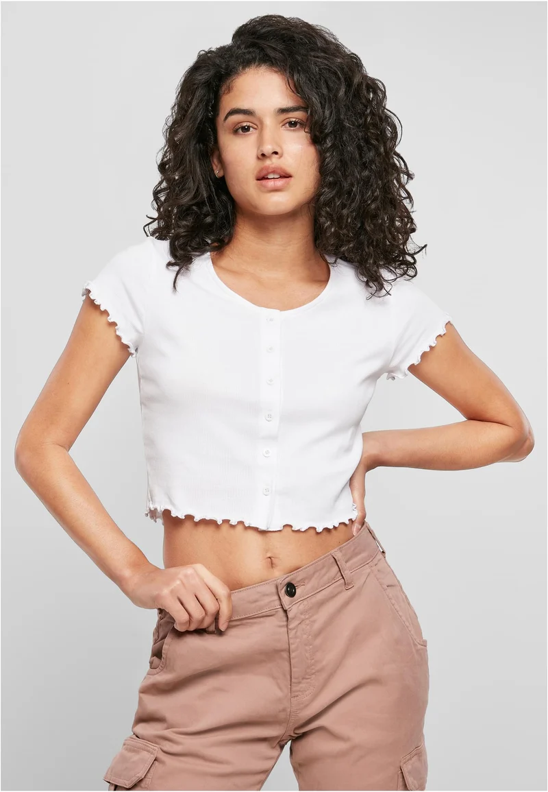 UC Cropped Button Up Rib Tee