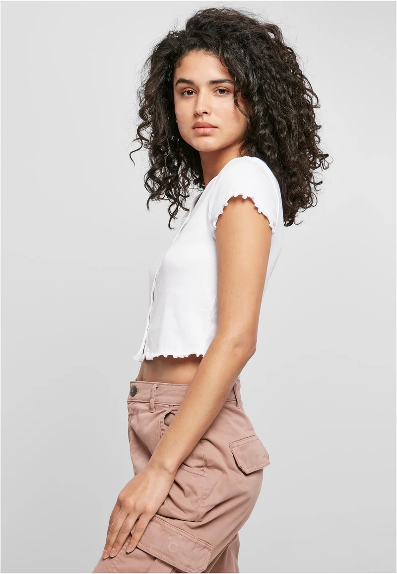 UC Cropped Button Up Rib Tee