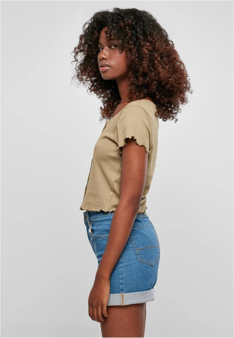 UC Cropped Button Up Rib Tee