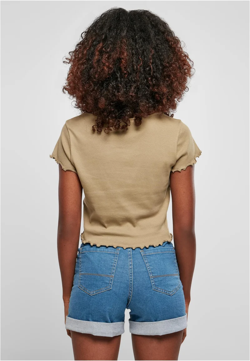 UC Cropped Button Up Rib Tee