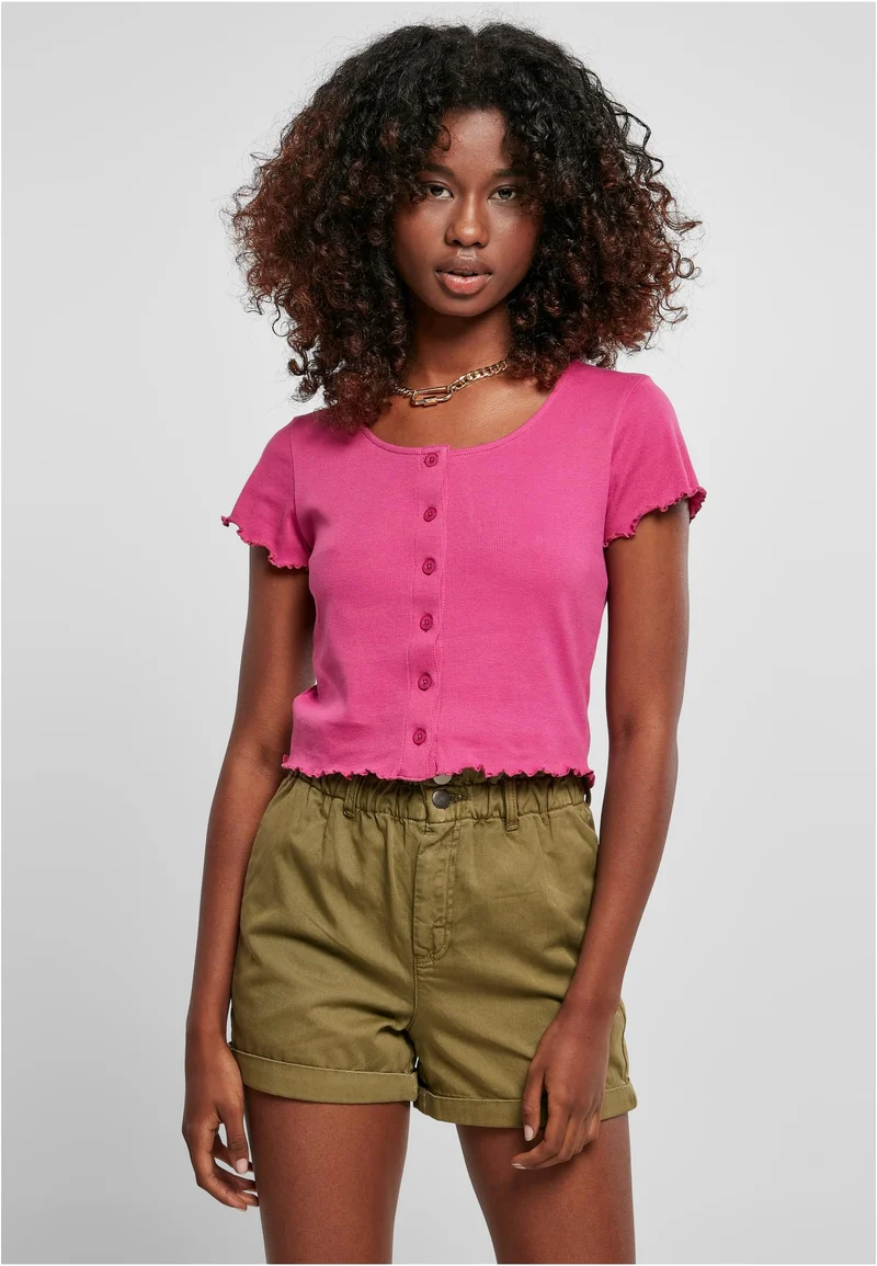 UC Cropped Button Up Rib Tee