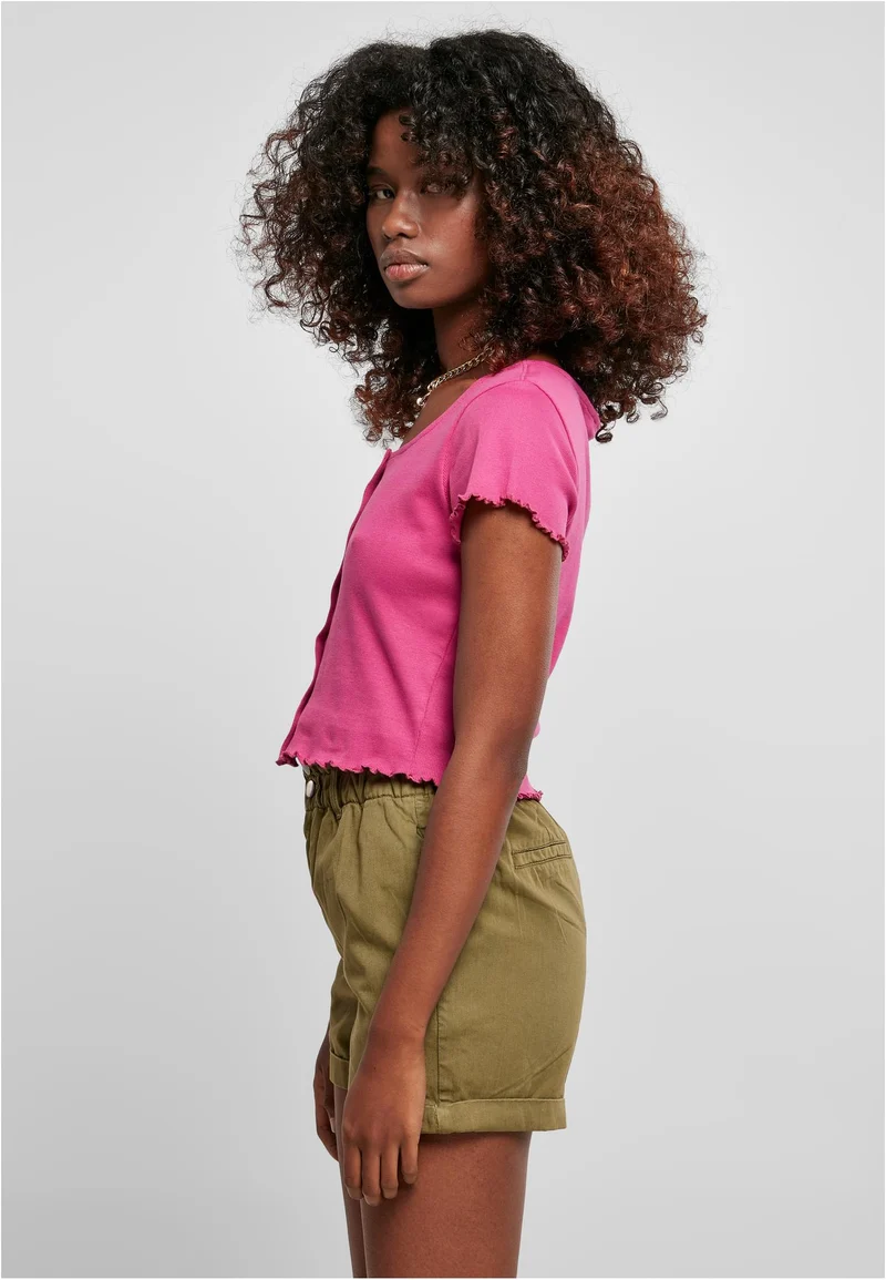 UC Cropped Button Up Rib Tee
