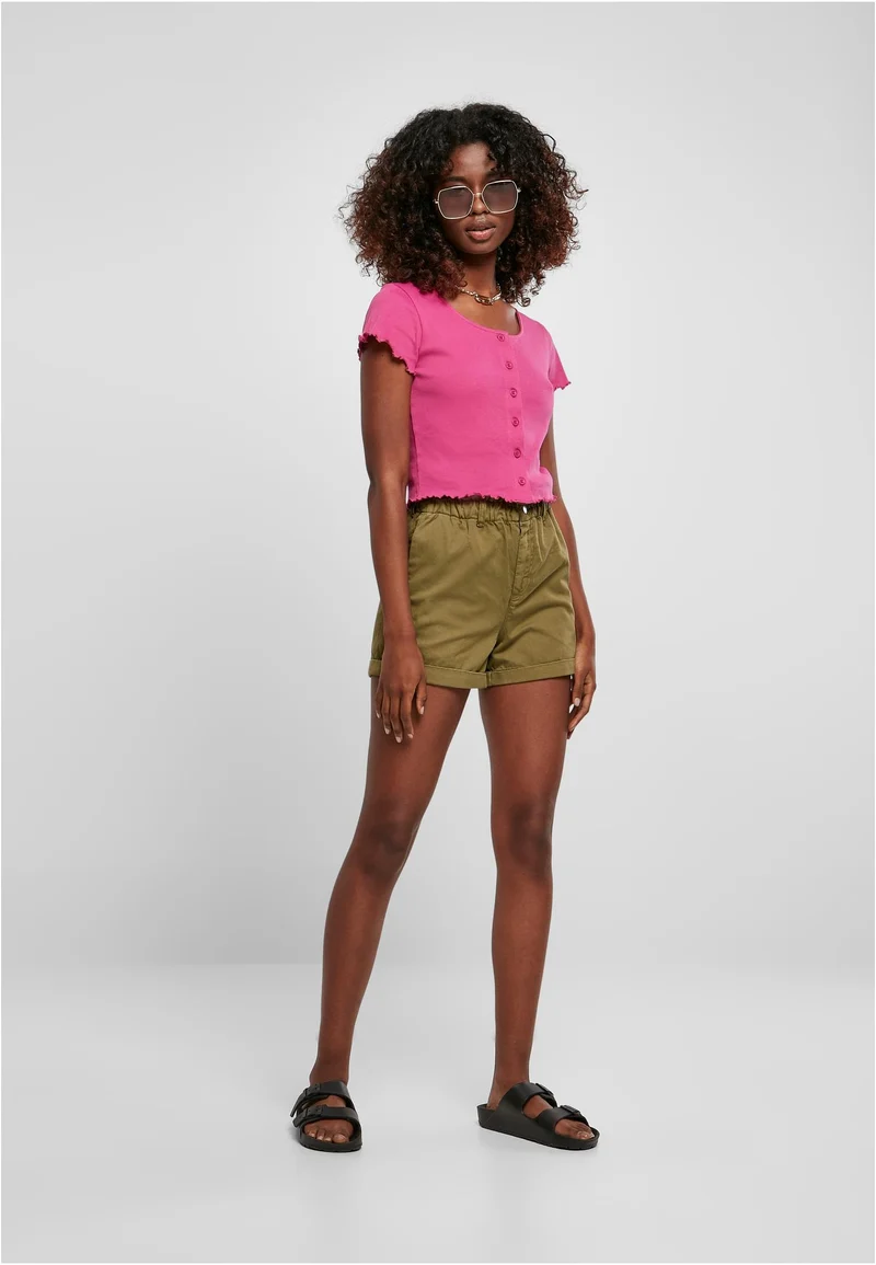 UC Cropped Button Up Rib Tee