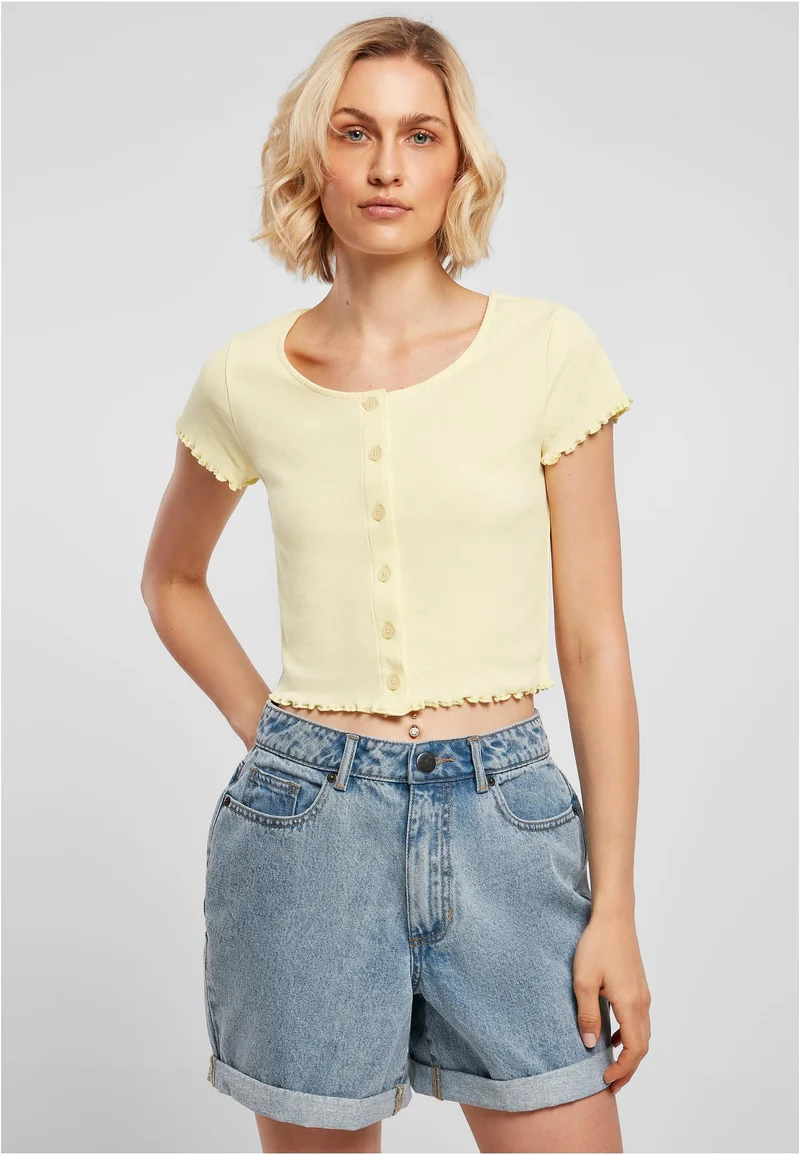 UC Cropped Button Up Rib Tee