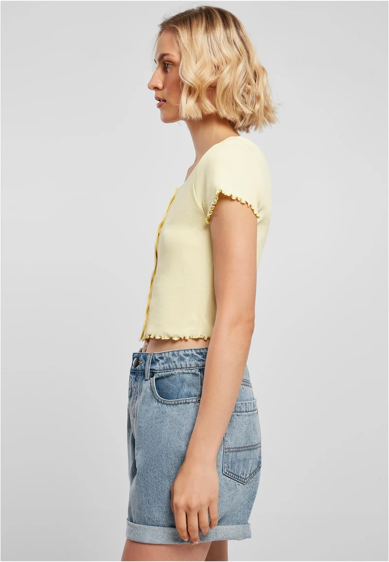 UC Cropped Button Up Rib Tee