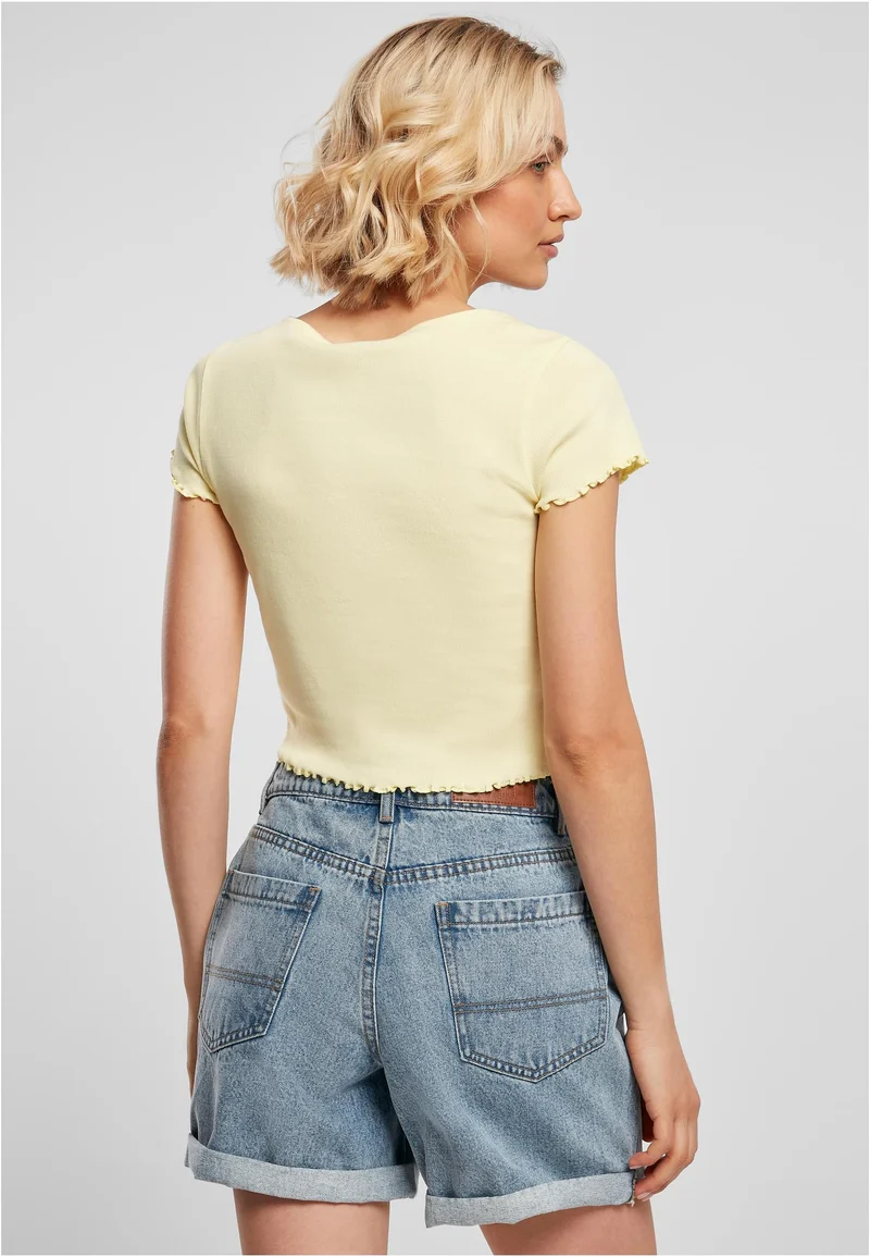 UC Cropped Button Up Rib Tee