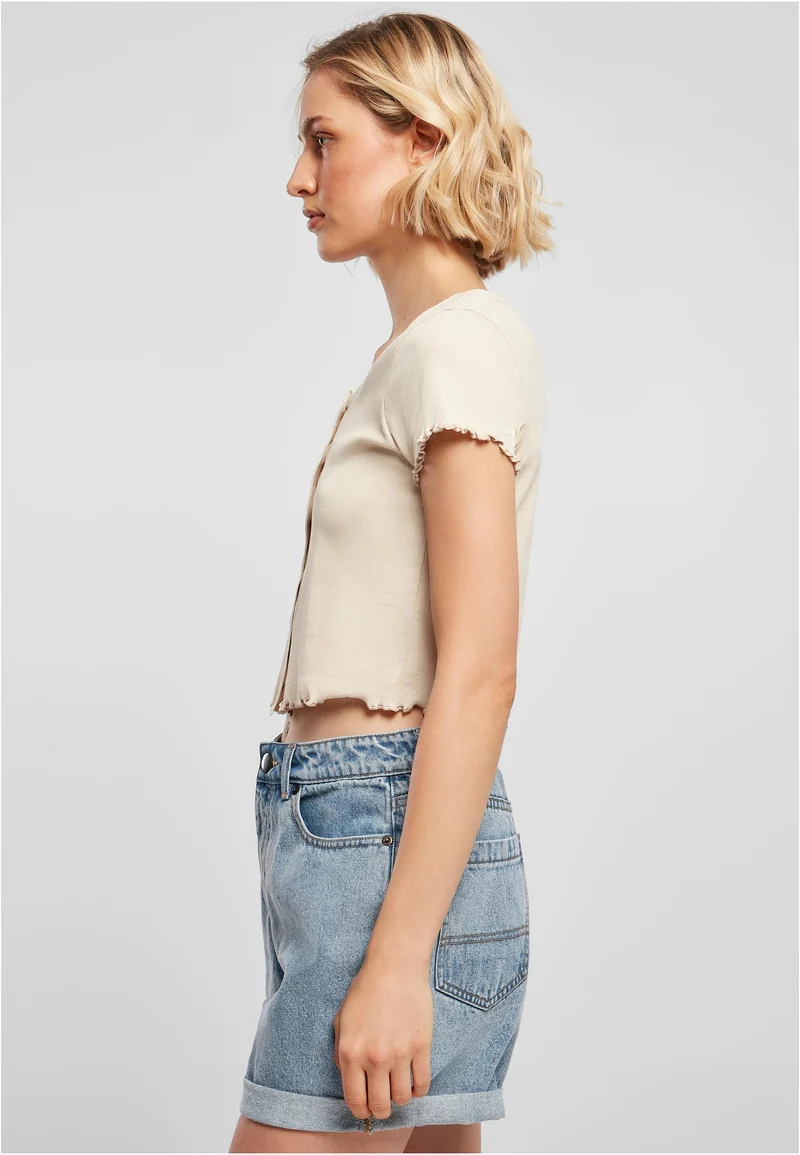 UC Cropped Button Up Rib Tee