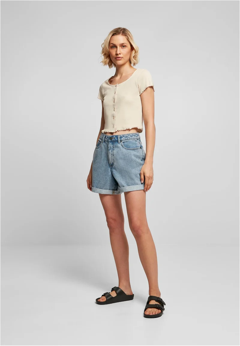 UC Cropped Button Up Rib Tee