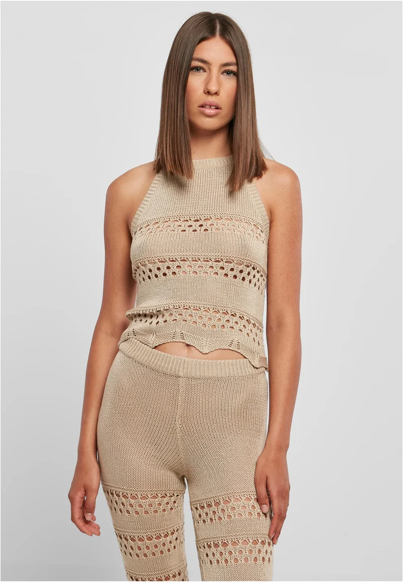 UC Short Crochet Knit Neckholder Top