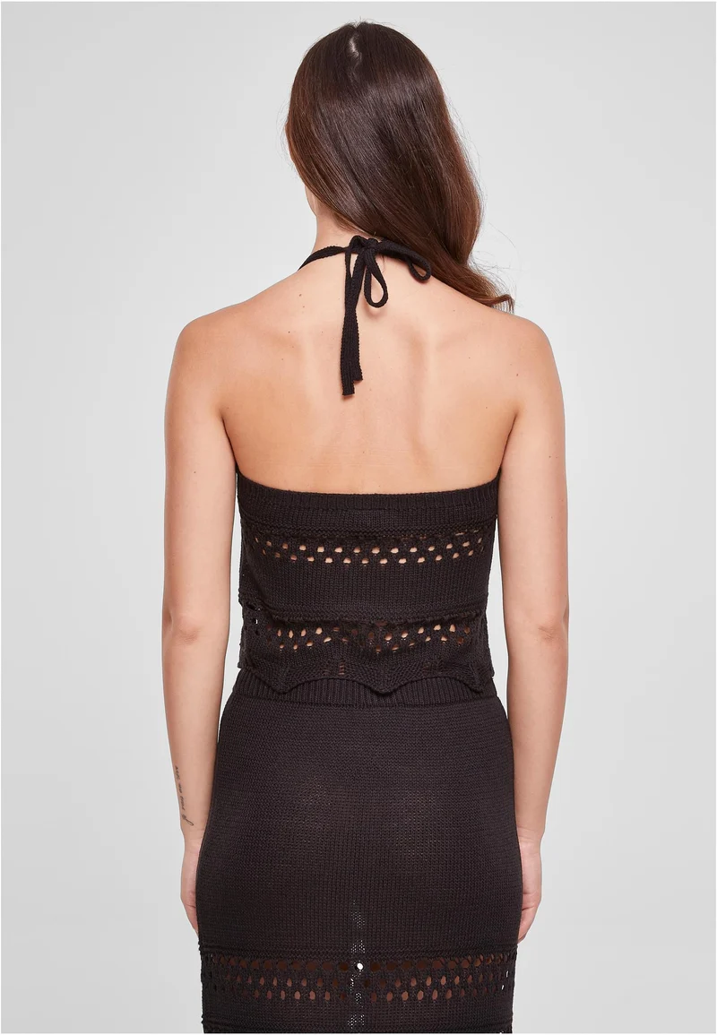 UC Short Crochet Knit Neckholder Top