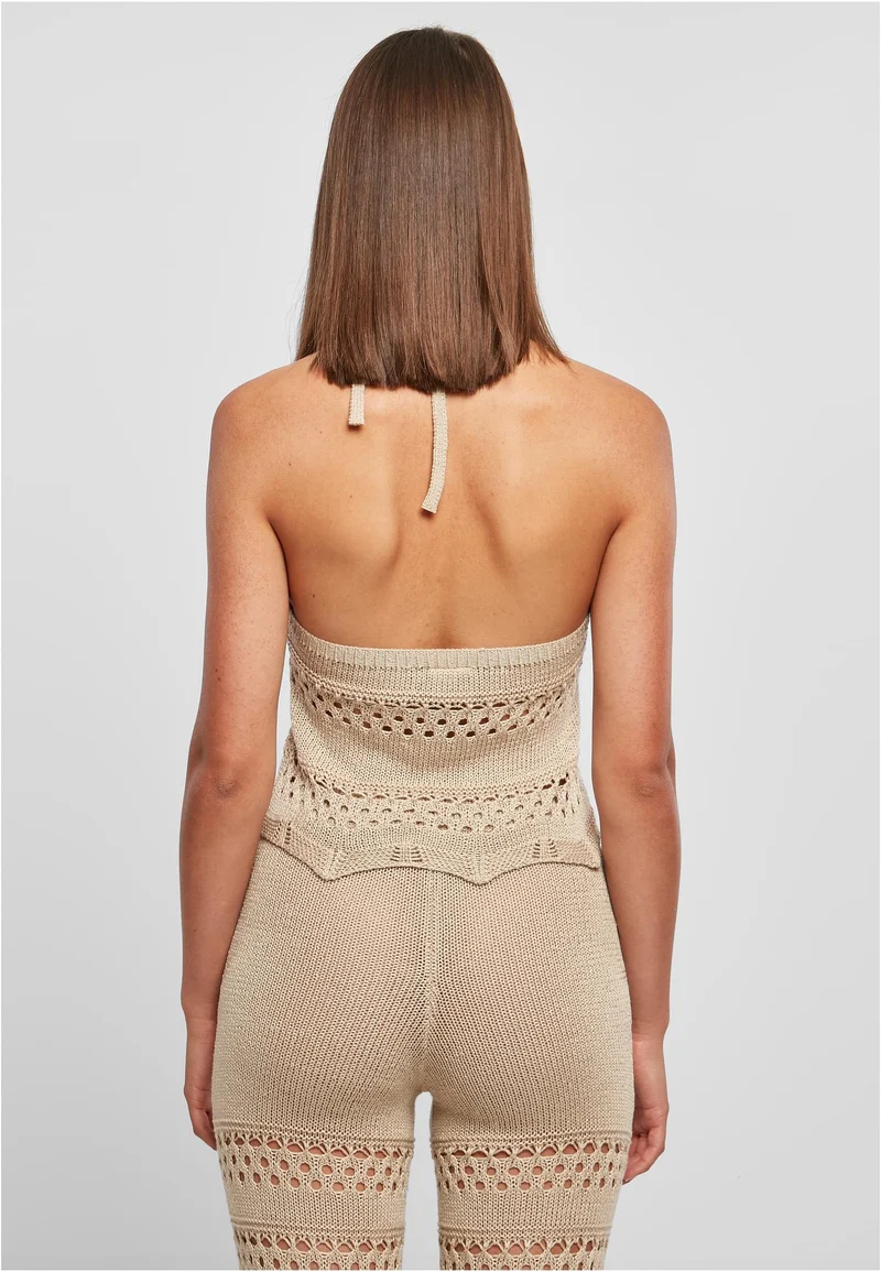 UC Short Crochet Knit Neckholder Top