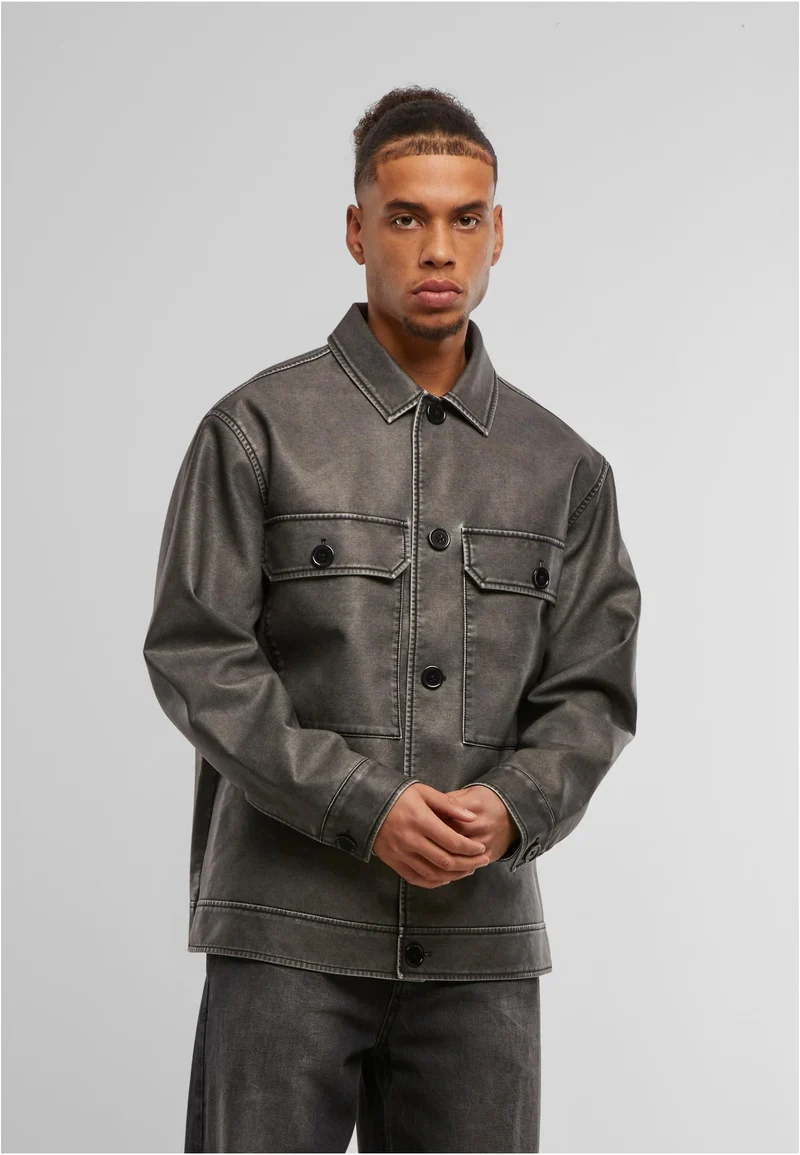 UC Synthetic Vintage Leather Shirt Jacket